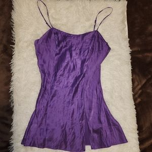 VINTAGE (1999) LARGE VICTORIAS SECRET PURPLE 100% SILK LINGERIE SLIP